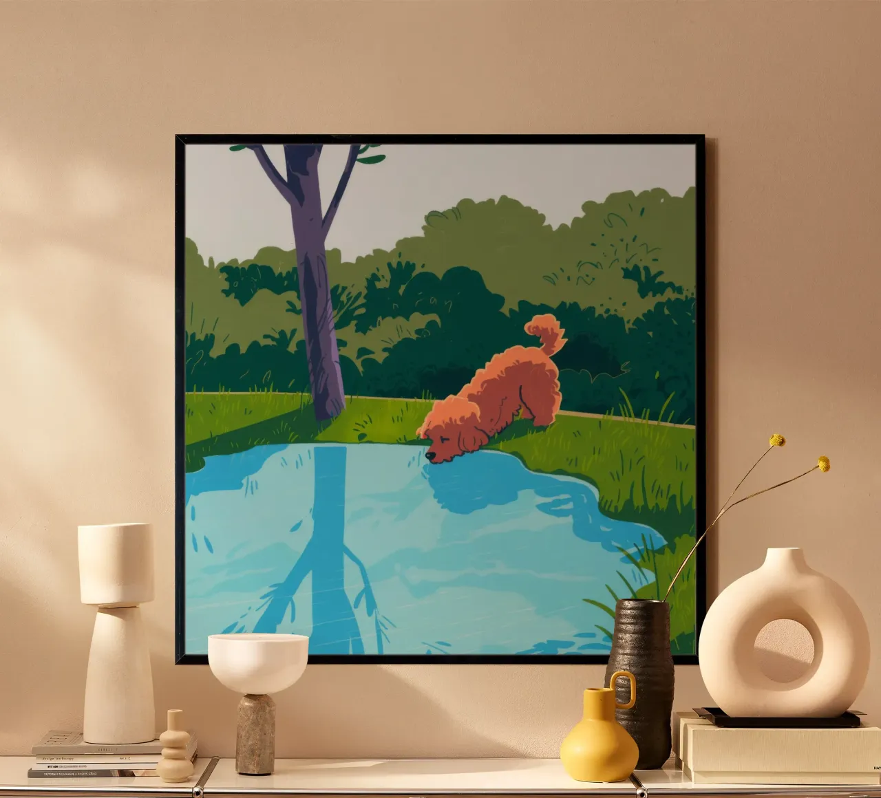 Solitudine canina riflessiva poster con telaio in alluminio da Timeless Huse