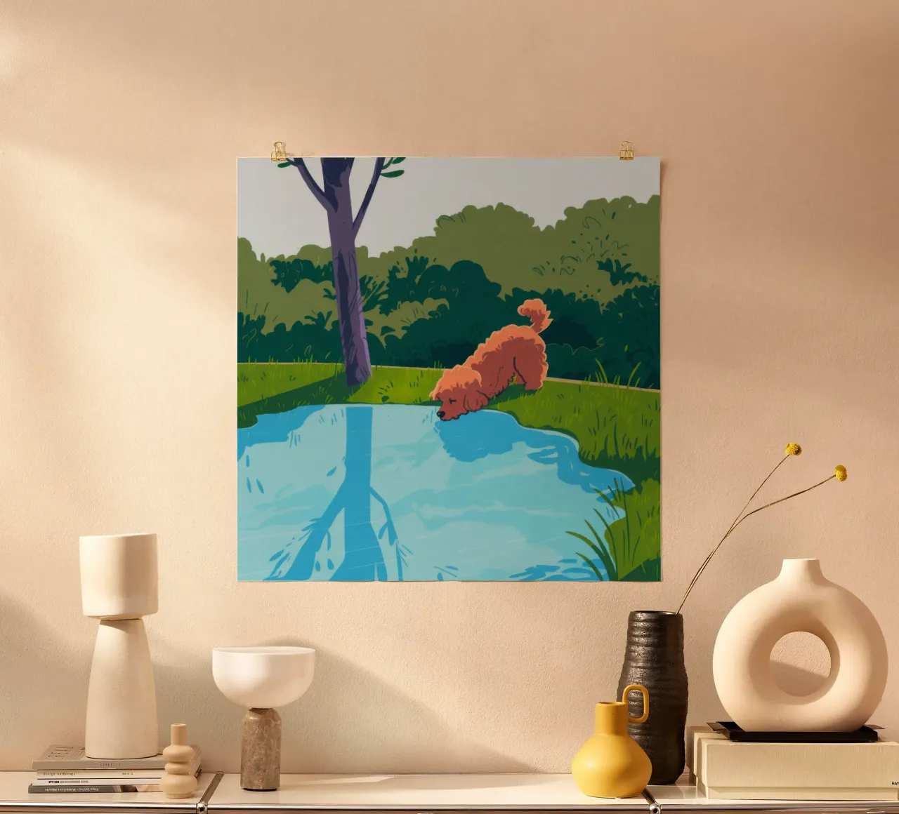 Solitudine canina riflessiva poster con telaio in alluminio da Timeless Huse