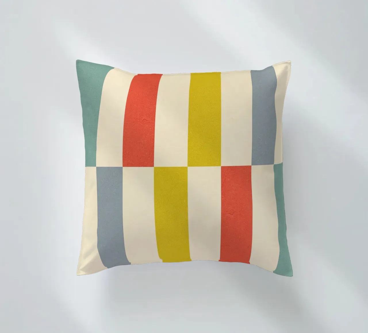 Retro Chequered Stripe Pattern decorative cushion by Dominique Vari Abstract
