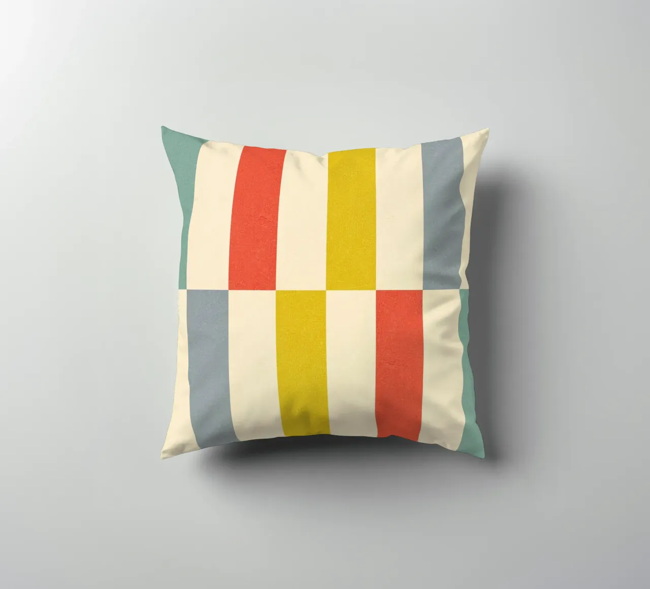 Retro Chequered Stripe Pattern decorative cushion by Dominique Vari Abstract
