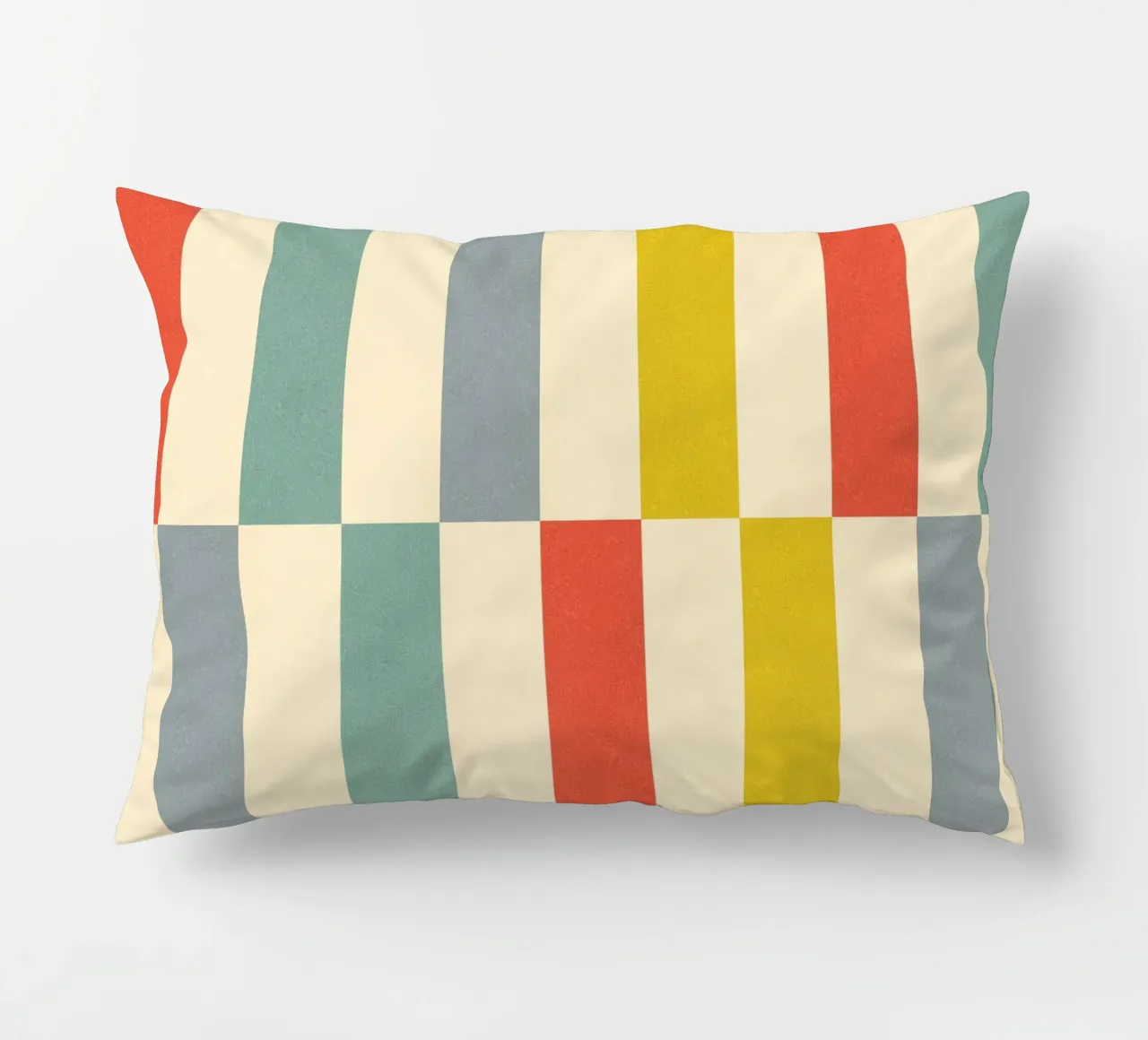 Retro Chequered Stripe Pattern decorative cushion by Dominique Vari Abstract