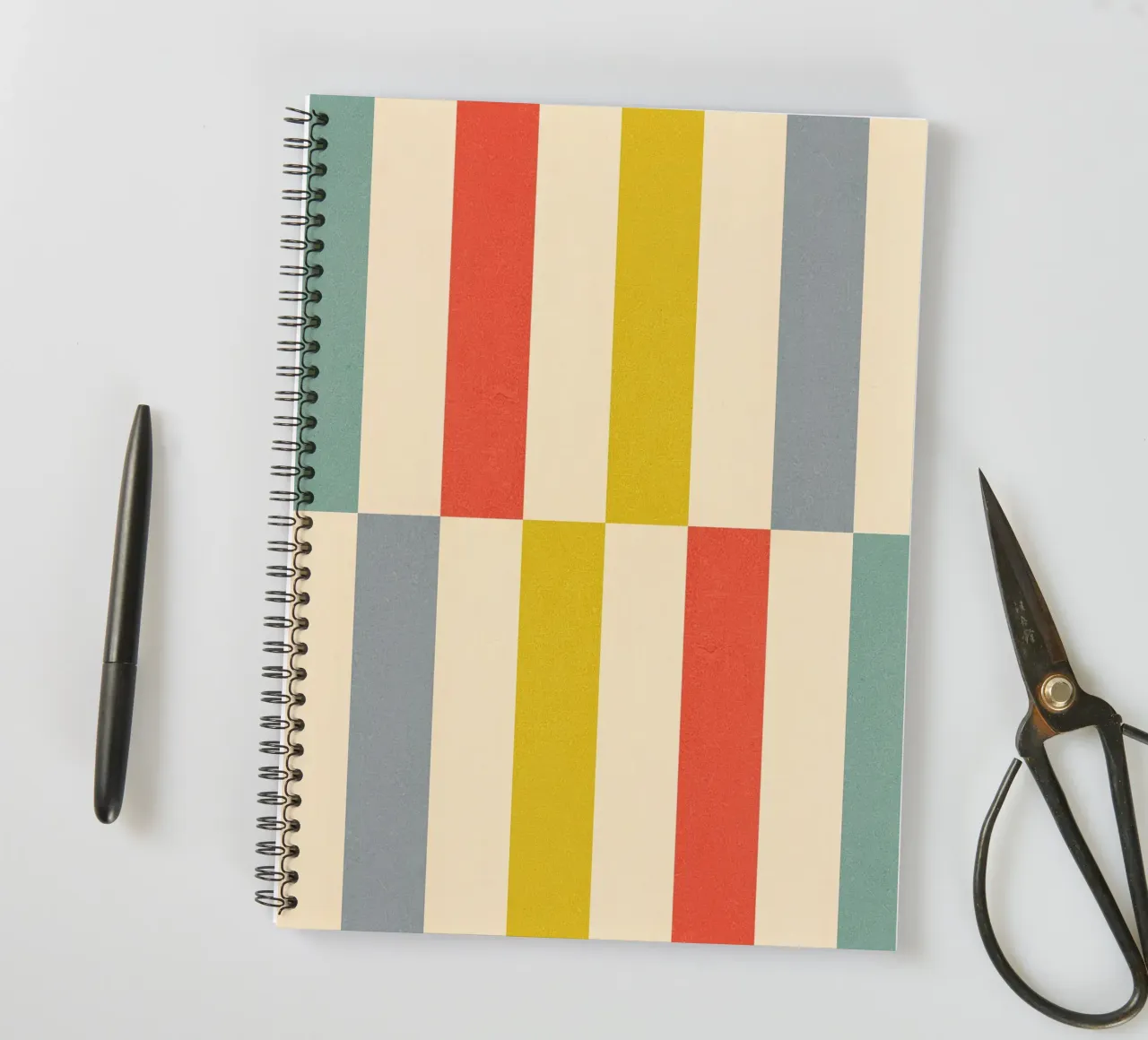 Retro Chequered Stripe Pattern spiral notebook by Dominique Vari Abstract