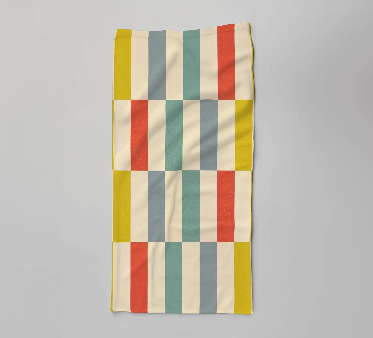 Retro geruit streeppatroon badhanddoek van Dominique Vari Abstract