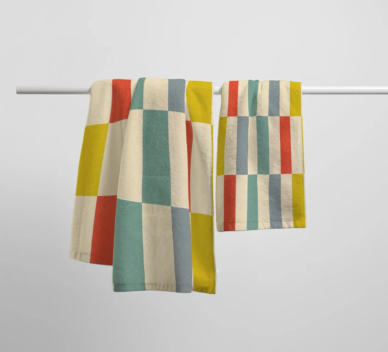 Retro geruit streeppatroon badhanddoek van Dominique Vari Abstract