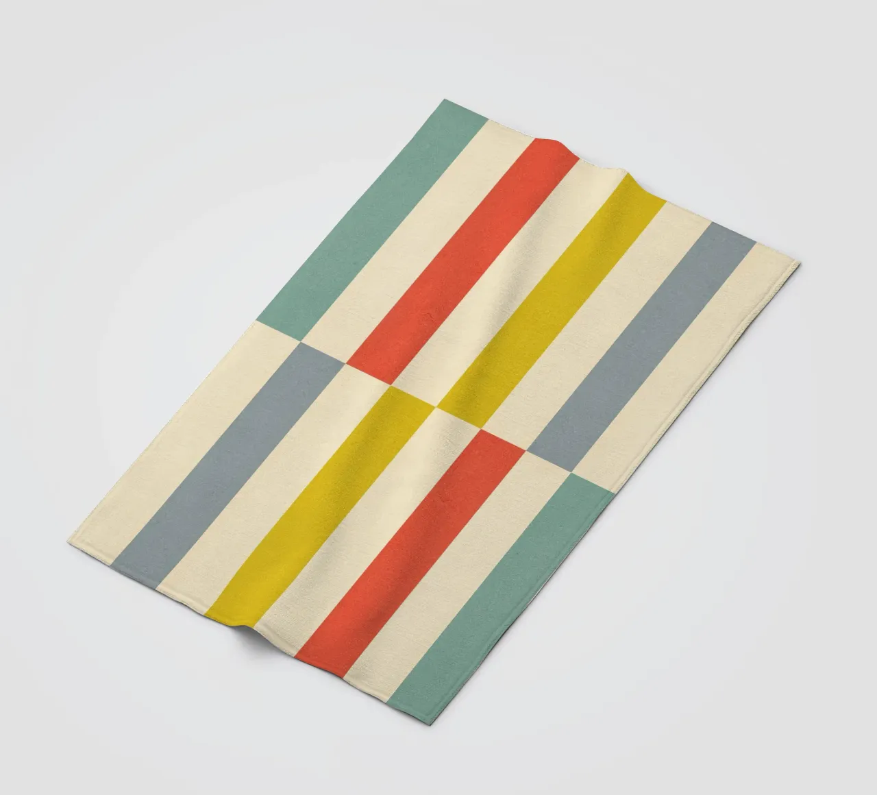Retro Chequered Stripe Pattern fleece blanket by Dominique Vari Abstract