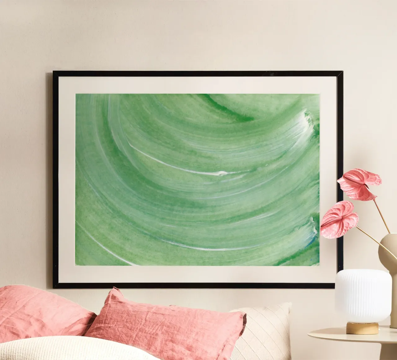 Textures | Soft Apple Green Paint Wave poster da sabidussi