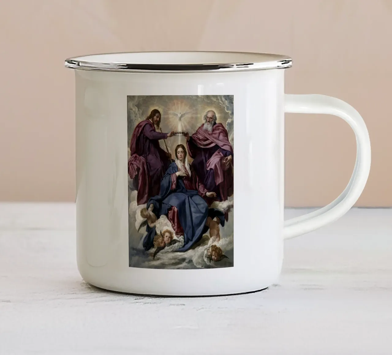 Diego Velázquez - Incoronazione della Vergine tazza in smalto da Timeless Artworks