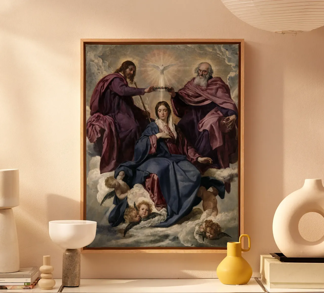 Diego Velázquez - Kroning van de Maagd canvas met Baklijst van Timeless Artworks