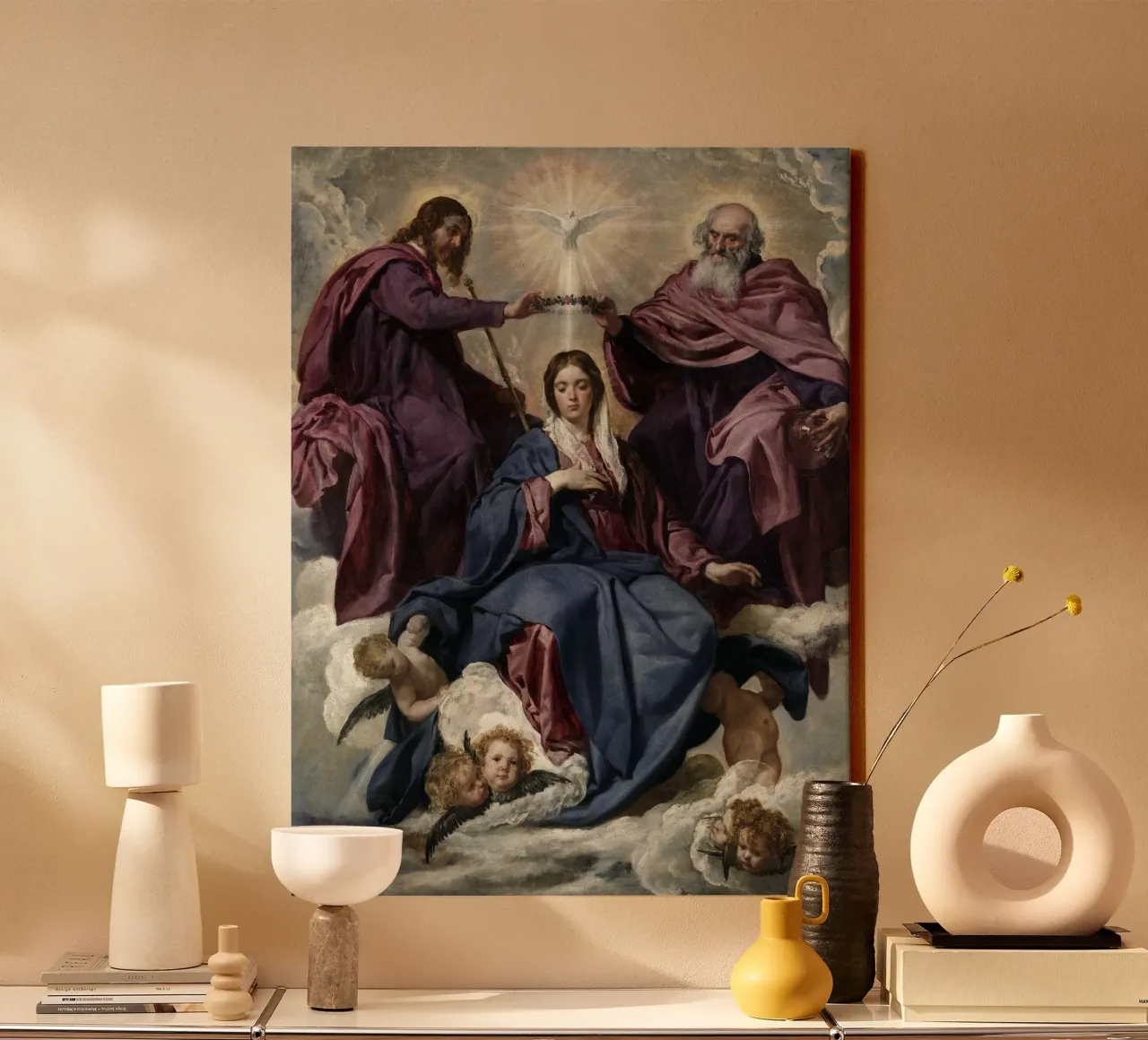 Diego Velázquez - Kroning van de Maagd canvas met Baklijst van Timeless Artworks