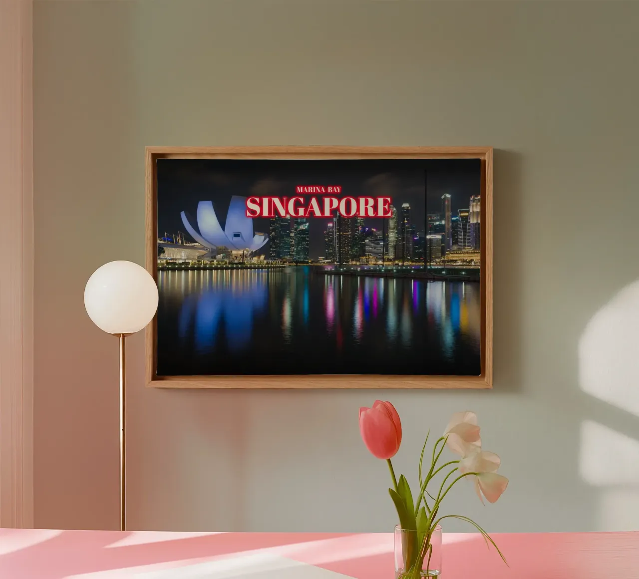Marina Bay di notte - Singapore tela con Cornice a cassetta da surfer28