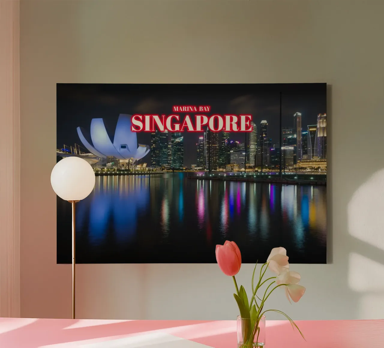 Marina Bay di notte - Singapore tela con Cornice a cassetta da surfer28