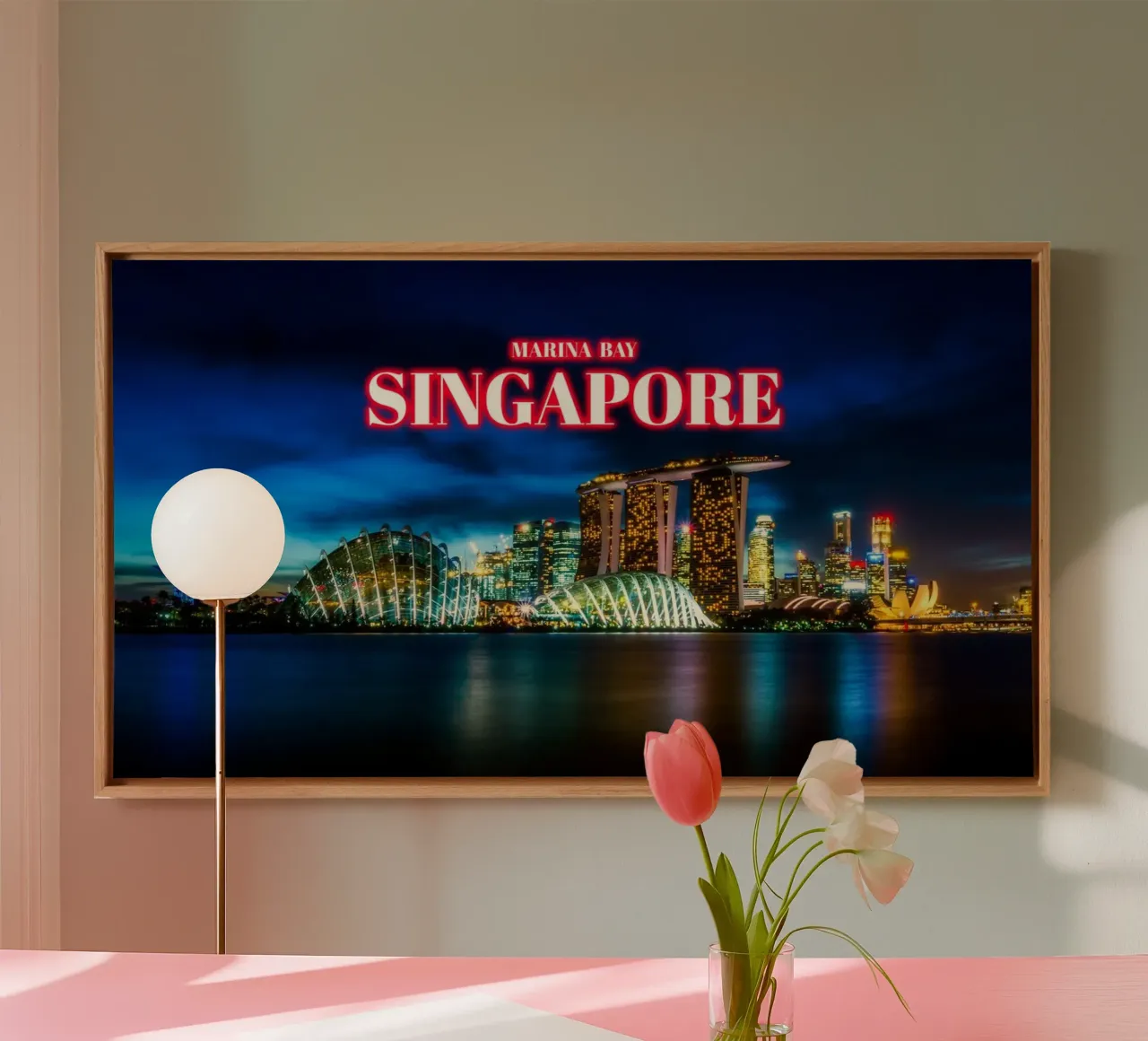 Marina Bay di notte 3 - Singapore tela con Cornice a cassetta da surfer28