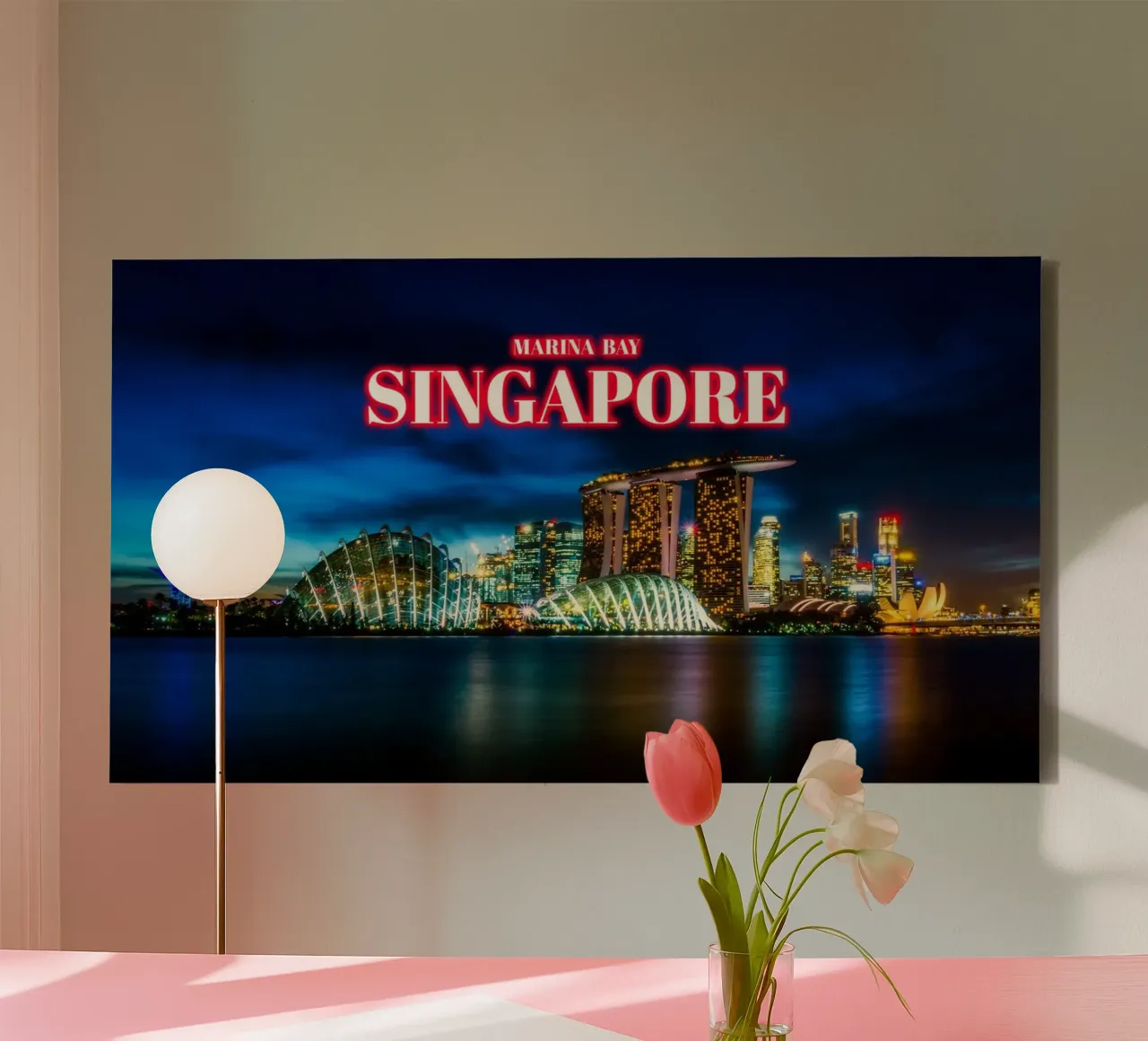 Marina Bay di notte 3 - Singapore tela con Cornice a cassetta da surfer28