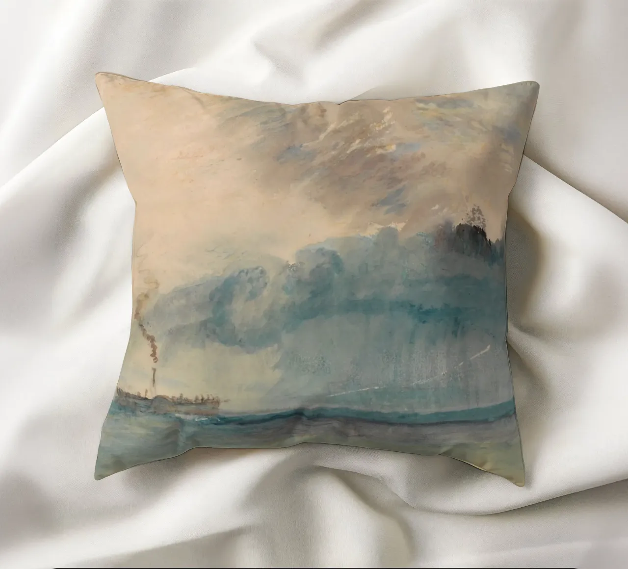 Joseph Mallord William Turner - Un veliero a pale in una tempesta cuscino da Timeless Artworks