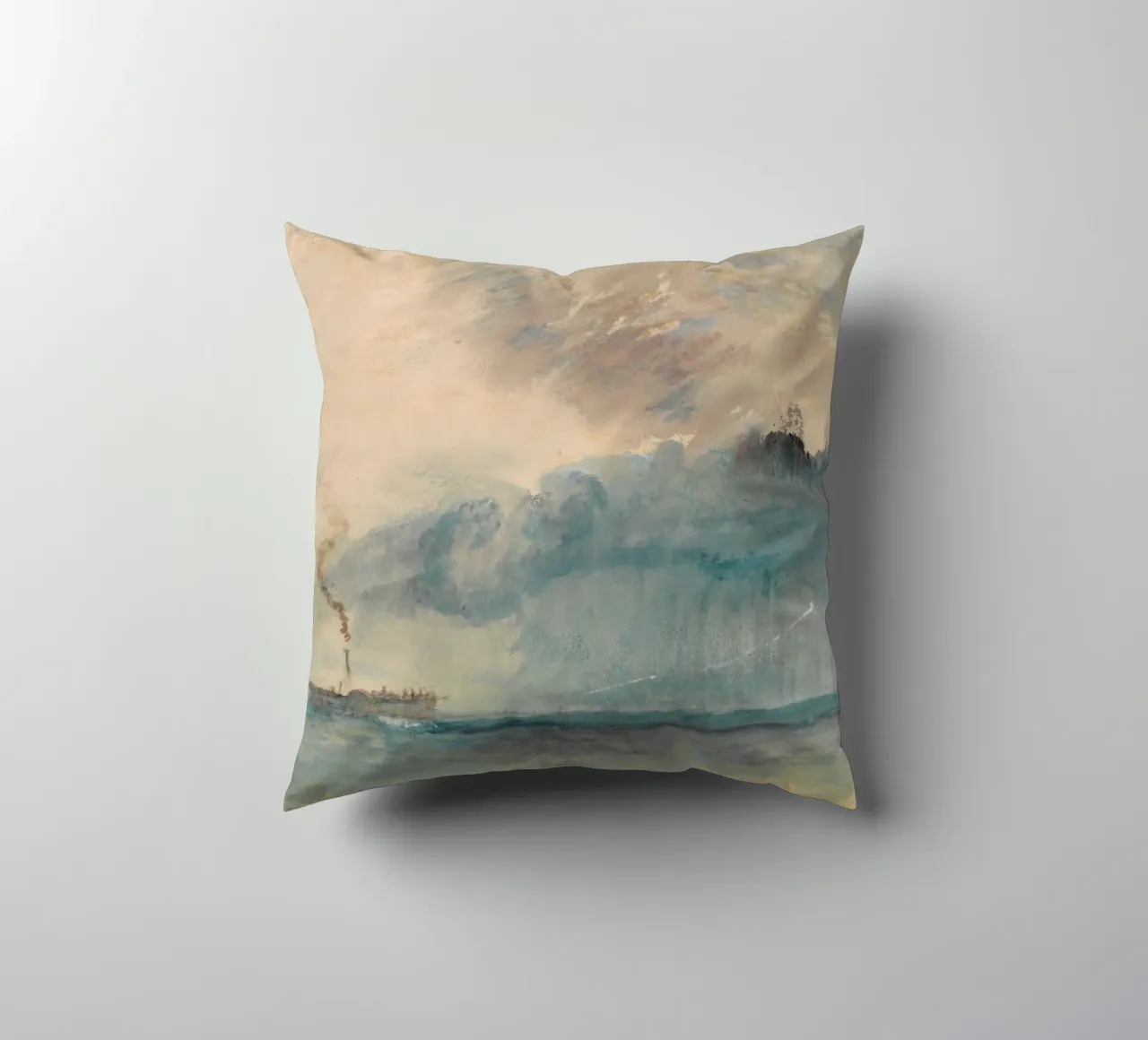 Joseph Mallord William Turner - Un veliero a pale in una tempesta cuscino da Timeless Artworks