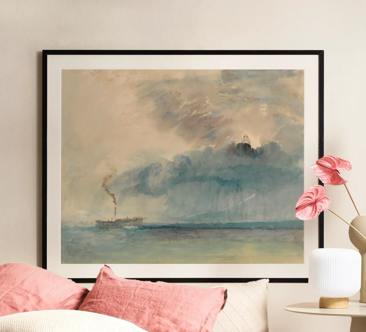 Joseph Mallord William Turner - Un veliero a pale in una tempesta poster da Timeless Artworks