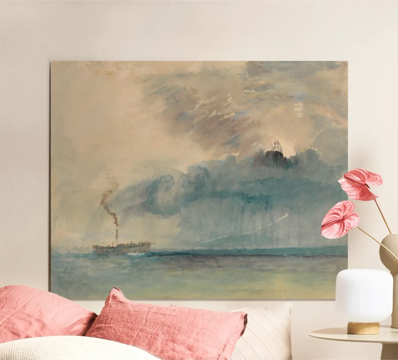 Joseph Mallord William Turner - Un veliero a pale in una tempesta poster da Timeless Artworks