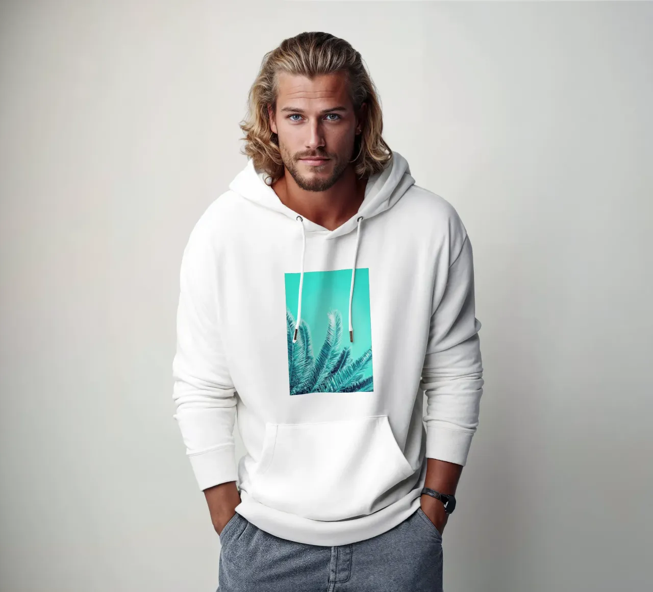 Green Palm Trees felpa con cappuccio da Victoria Frost