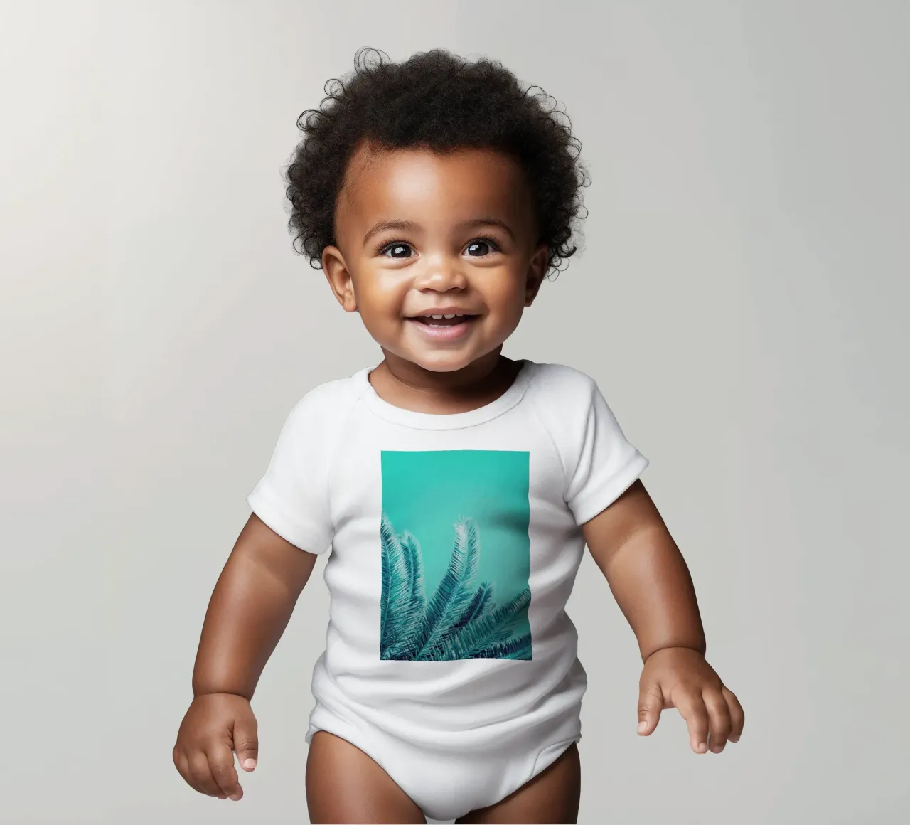Green Palm Trees body neonato maniche corte da Victoria Frost