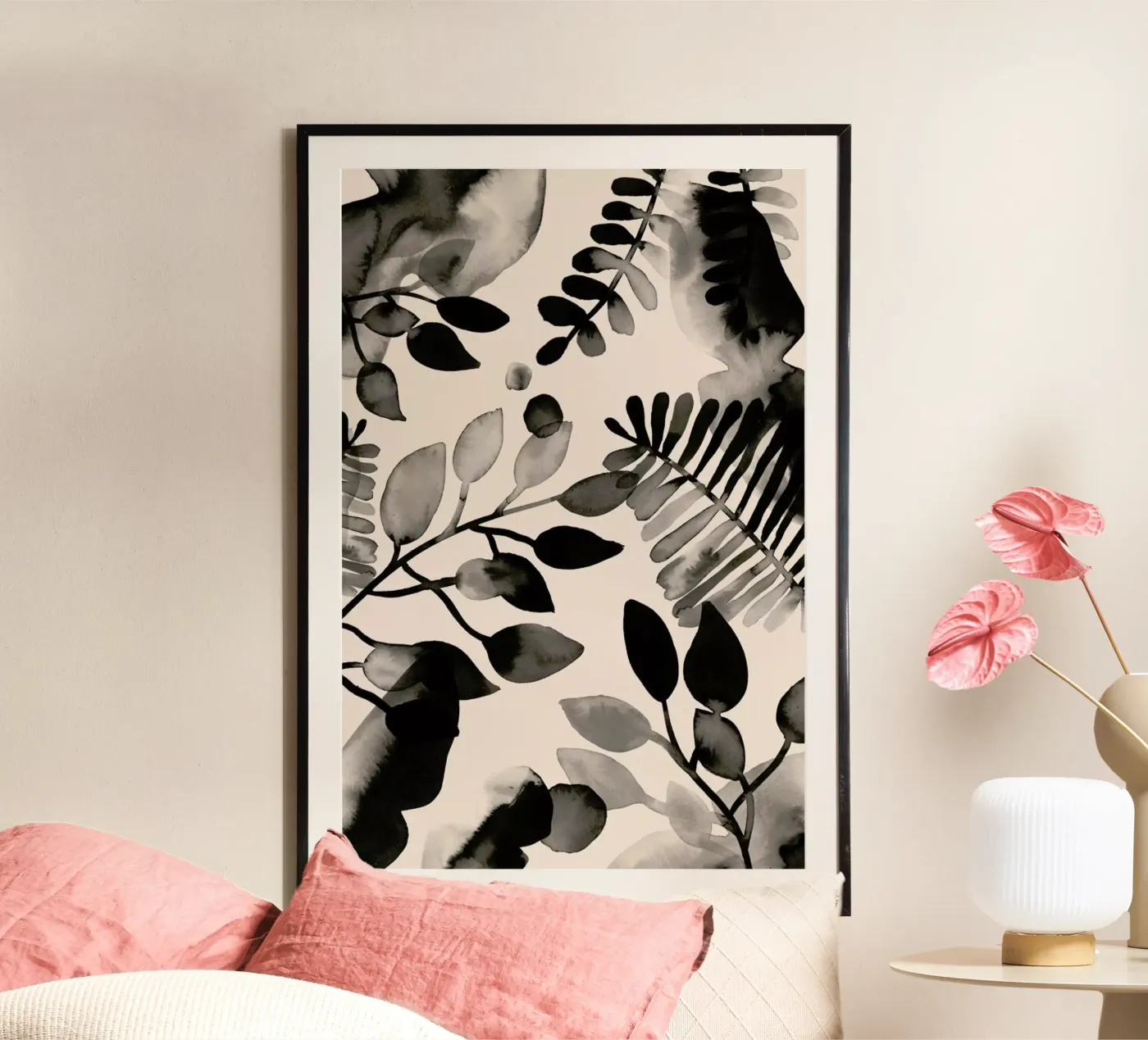 Leaves - Pink poster da BlauMaschine