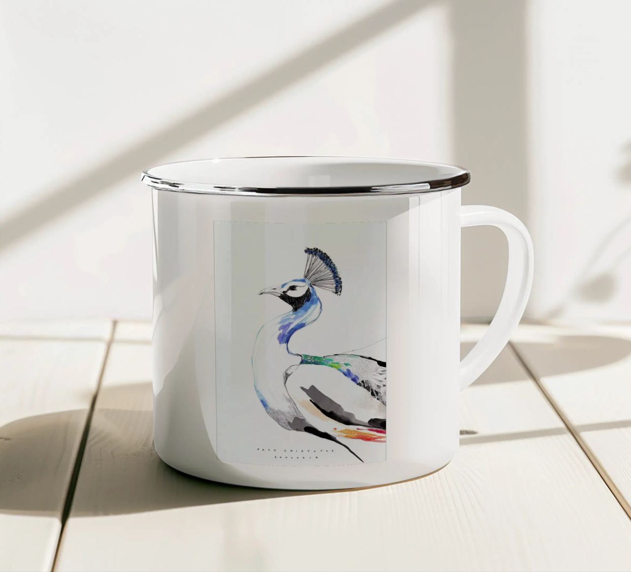 Peacock tazza in smalto da Mala Alani