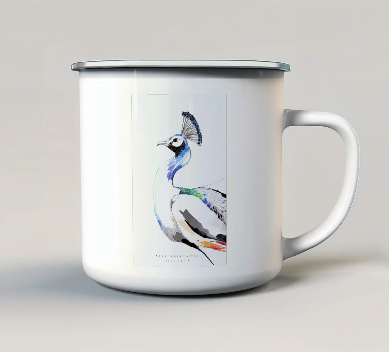 Peacock tazza in smalto da Mala Alani