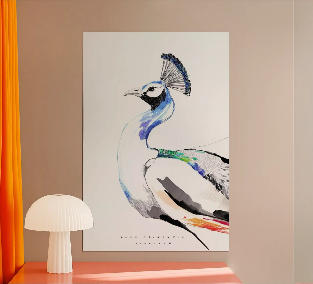Peacock poster con telaio in alluminio da Mala Alani