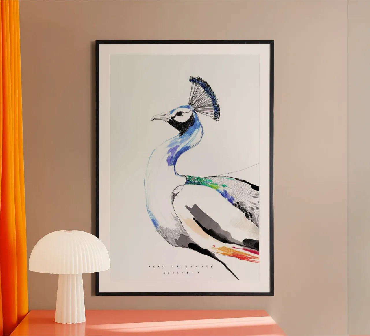 Peacock poster con telaio in alluminio da Mala Alani