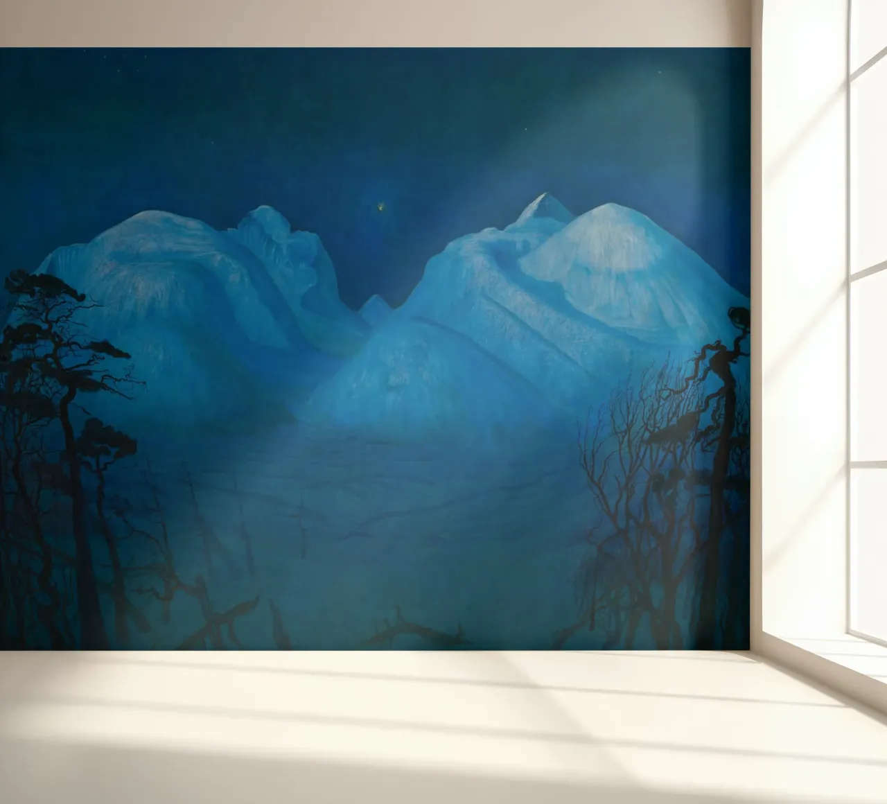 Harald Sohlberg - Winter Night in the Mountains, (1914) photo wallpaper by Timeless Artworks