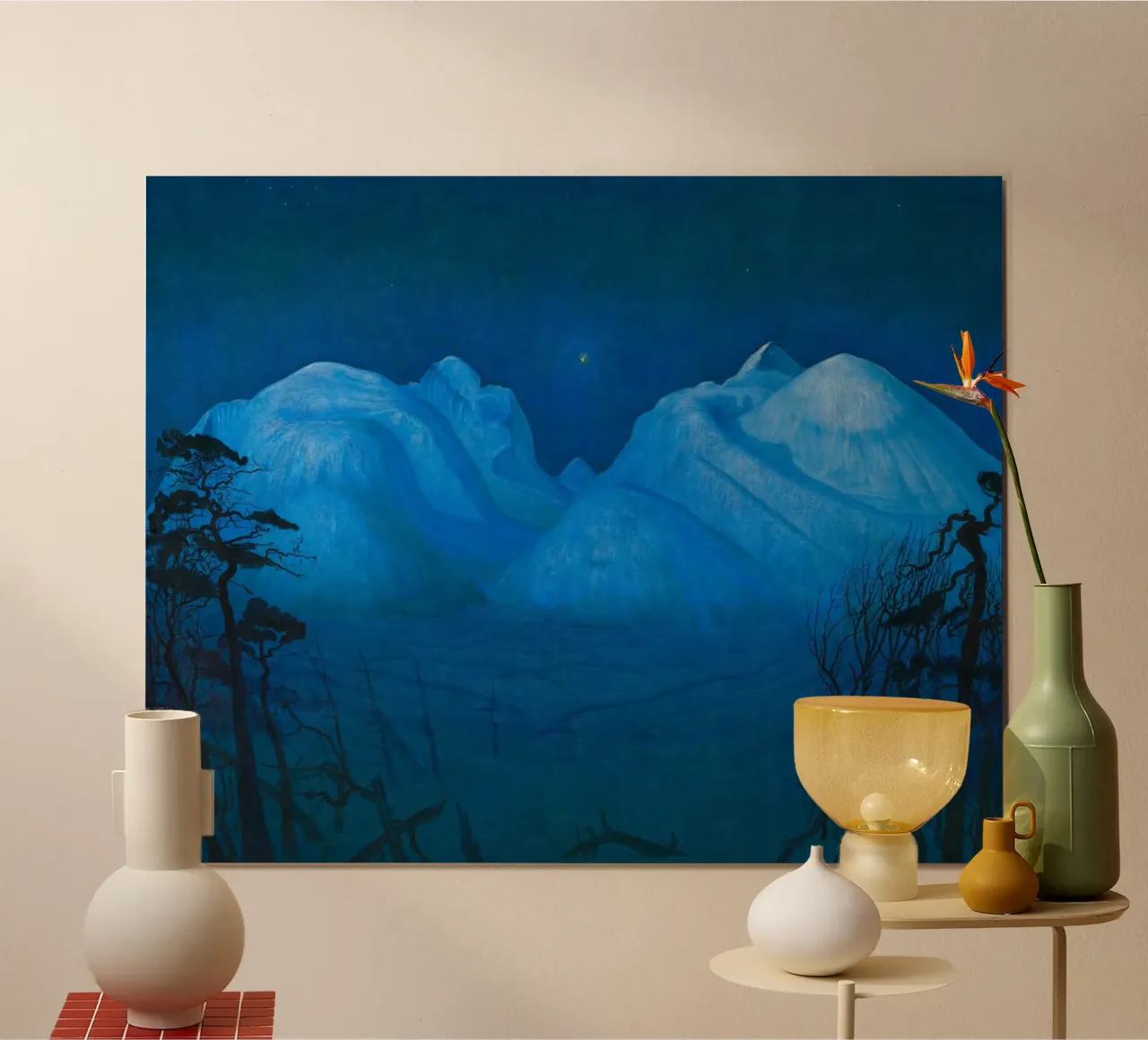 Harald Sohlberg - Notte d'inverno in montagna, (1914) carta hahnemühle da Timeless Artworks