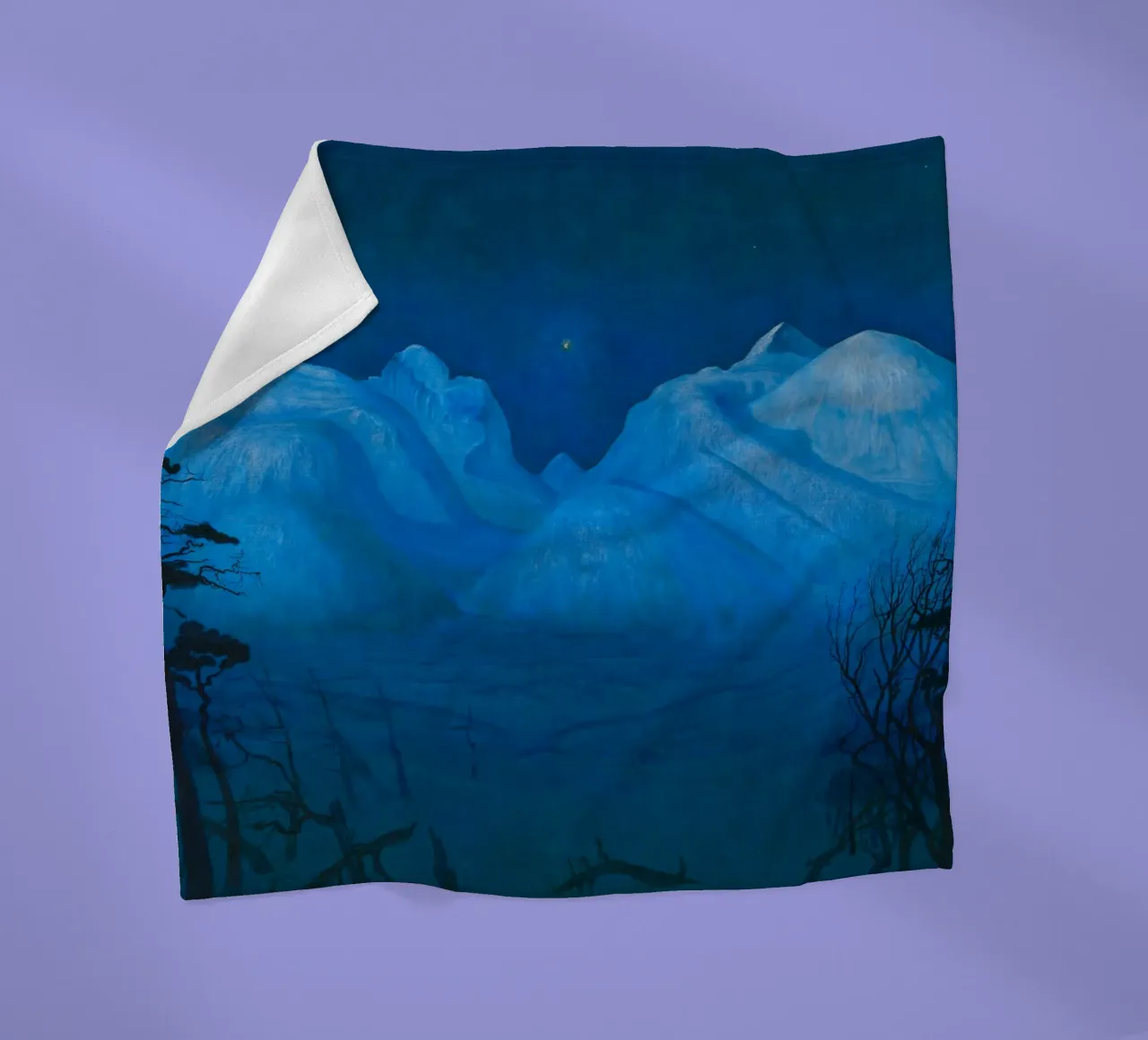 Harald Sohlberg - Notte d'inverno in montagna, (1914) coperta in pile da Timeless Artworks