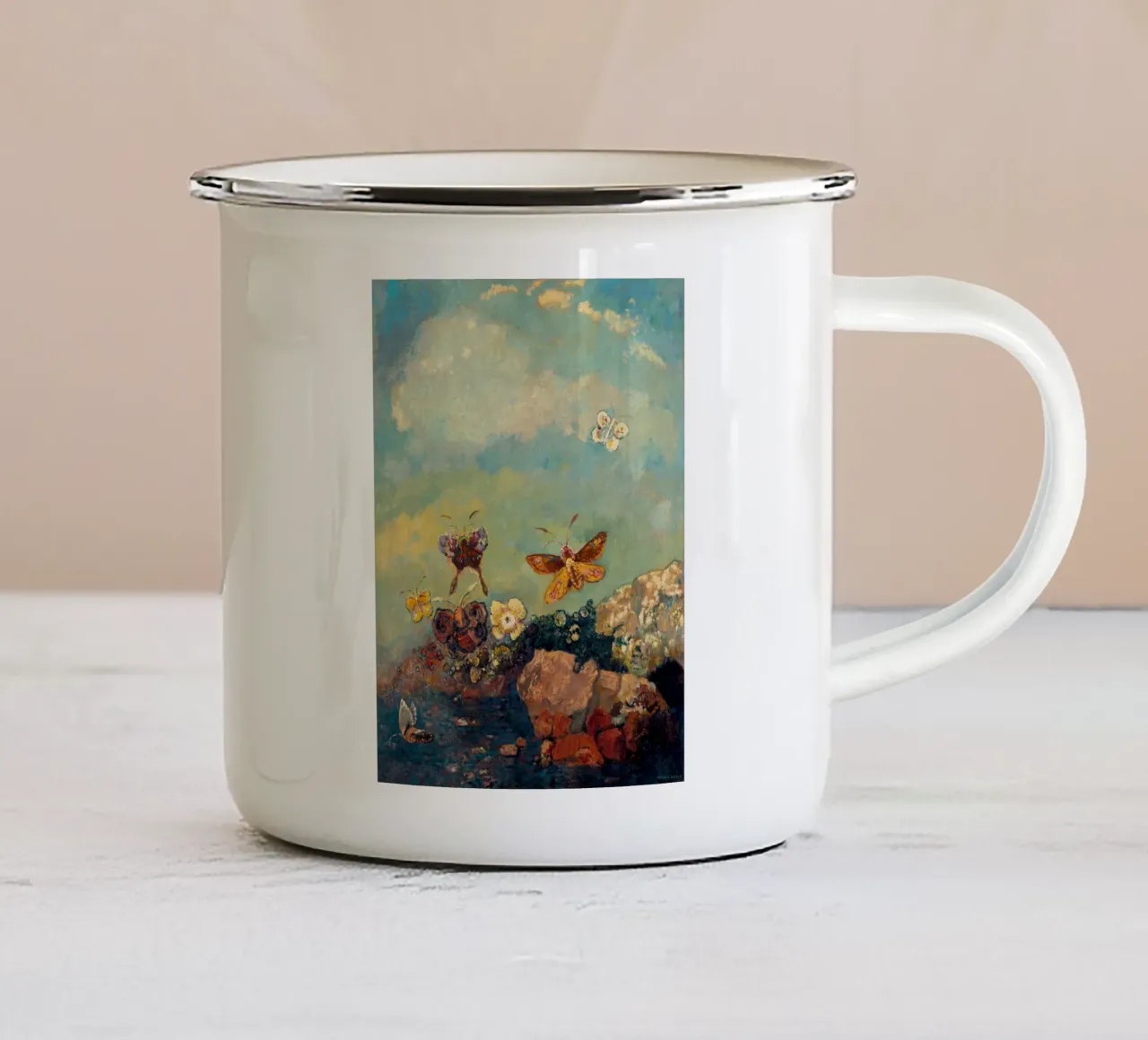 Odilon Redon - Farfalle tazza in smalto da Timeless Artworks