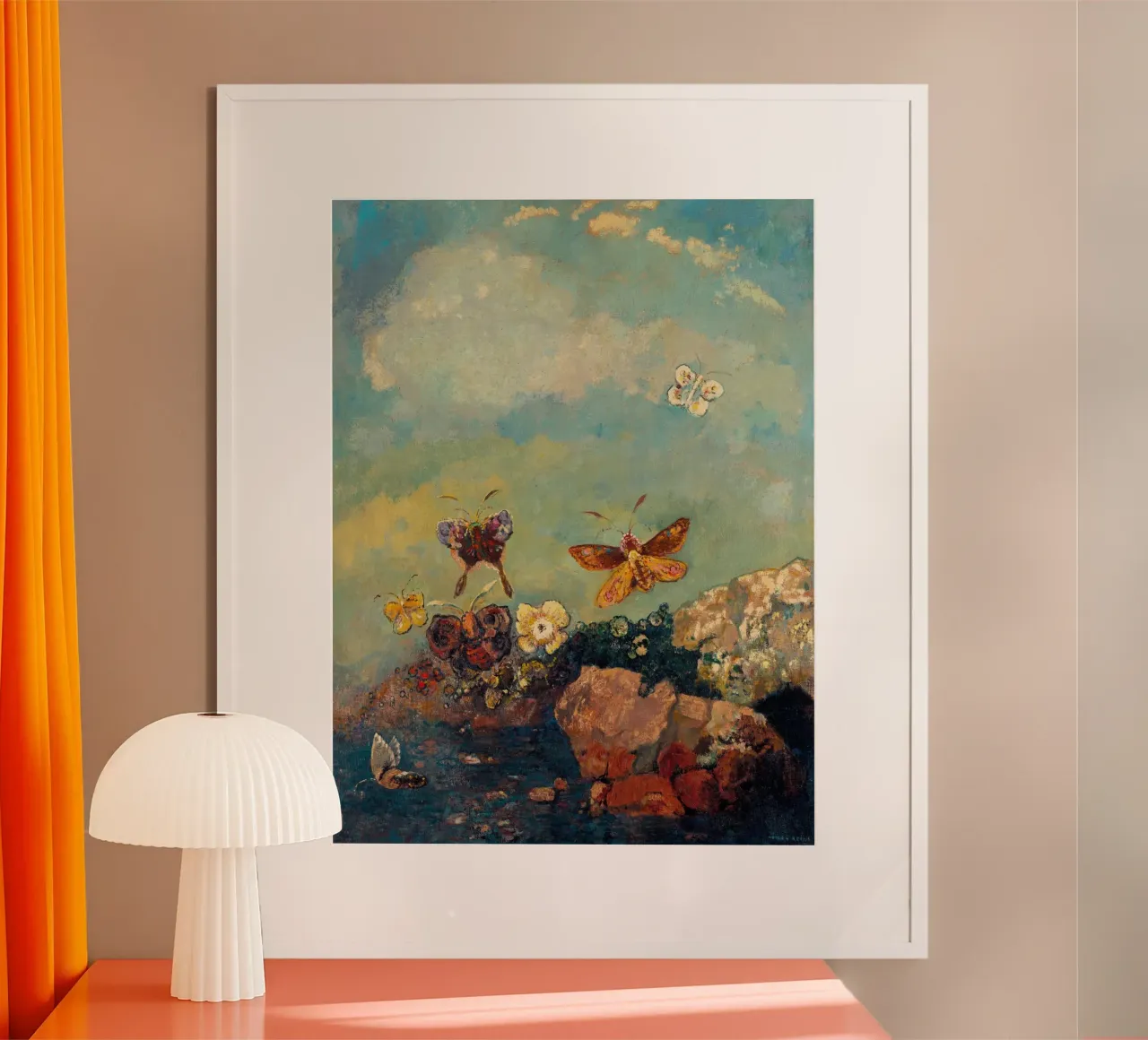 Odilon Redon - Farfalle poster con telaio in legno da Timeless Artworks