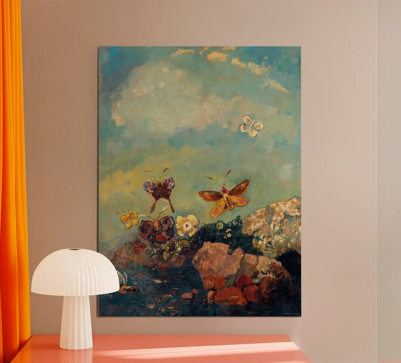 Odilon Redon - Farfalle poster con telaio in legno da Timeless Artworks