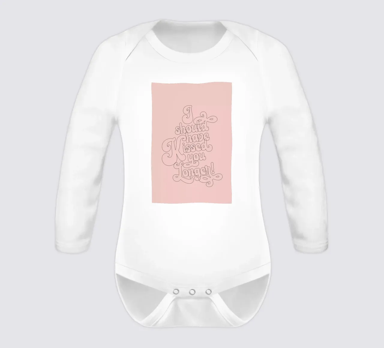 I Should Have Kissed You Longer long-sleeve baby romper by Honeymoon Hotel