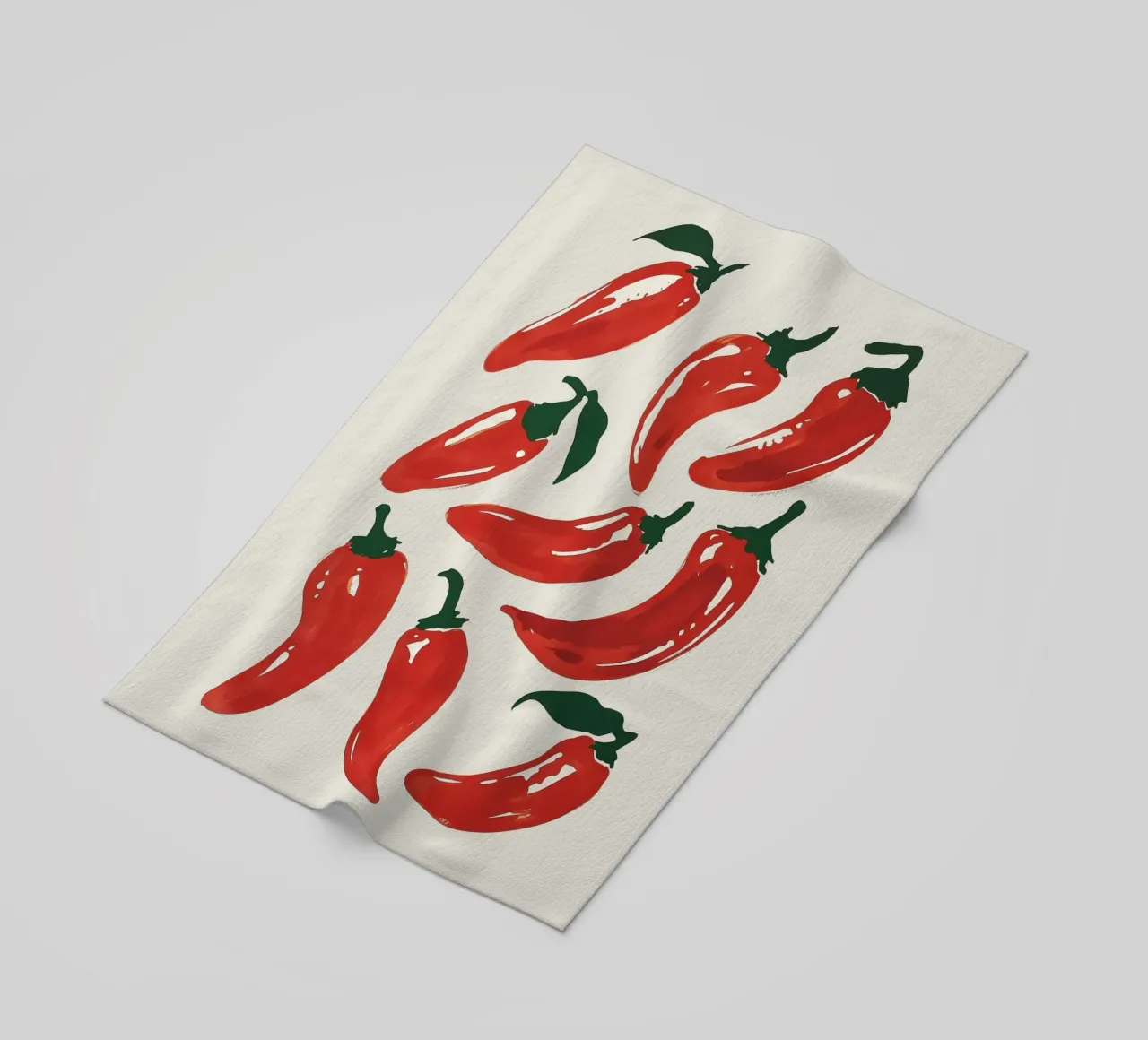 Illustrazione di peperoncini rossi vibranti telo mare da Melloi Art Print