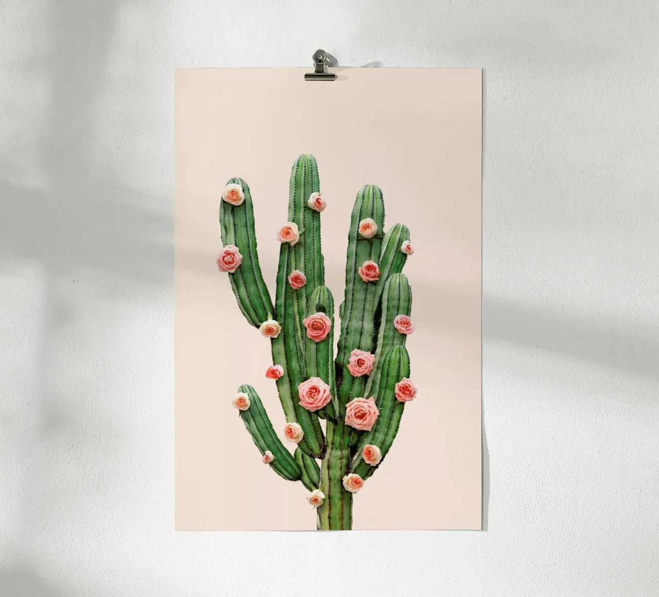 Cactus Roses poster con telaio in legno da Paul Fuentes Design