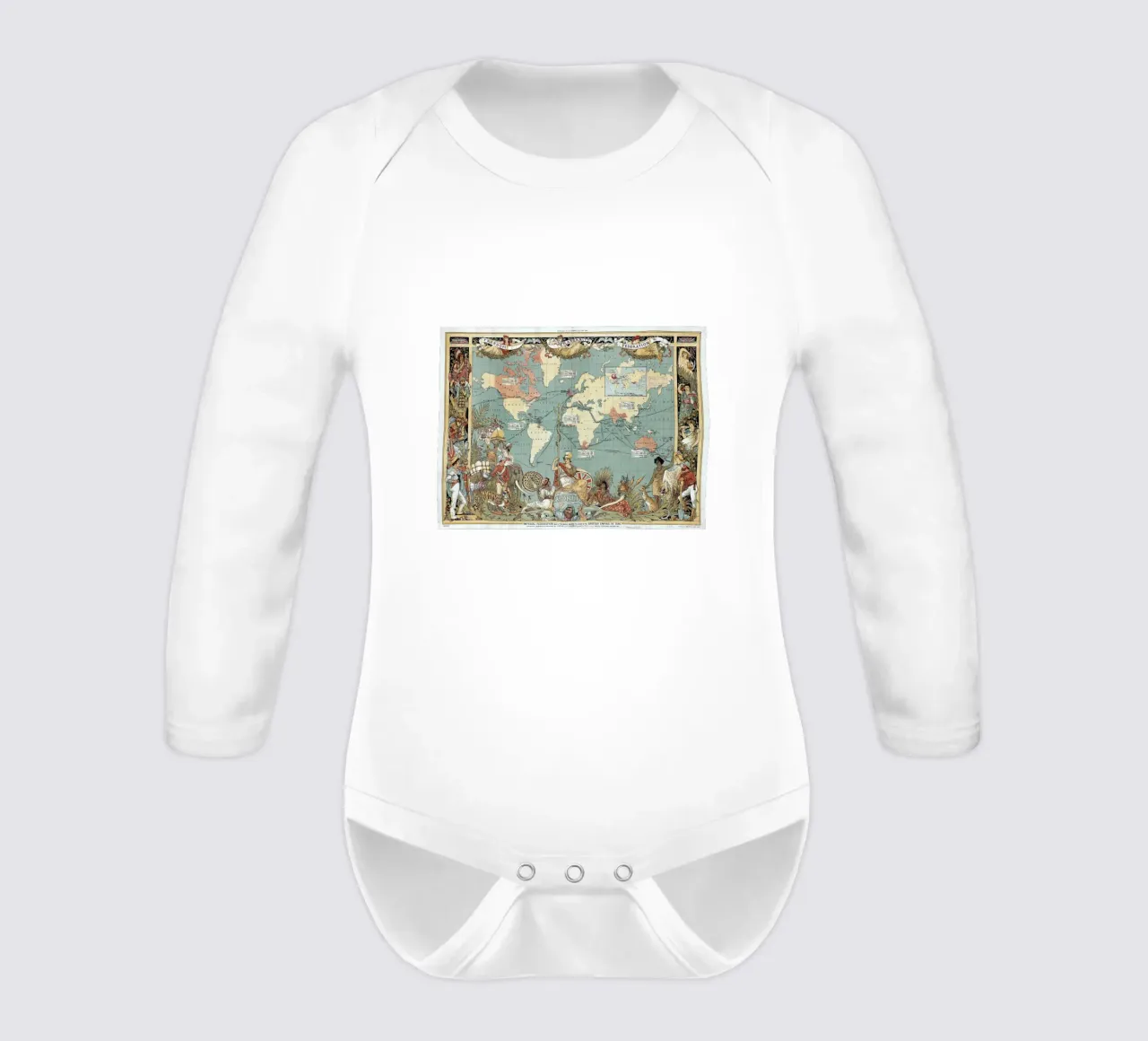 Imperial Federation Map of the World long-sleeve baby romper by Timeless Artworks