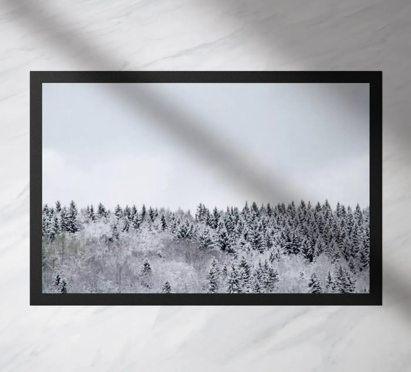 White Winter Forest doormat by Studio Nahili