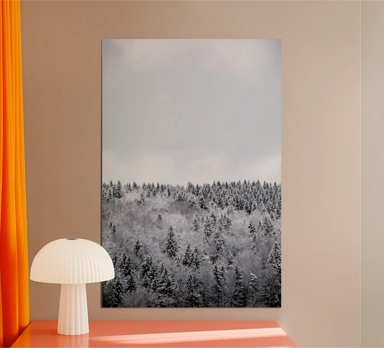 White Winter Forest poster con telaio in plastica da Studio Nahili