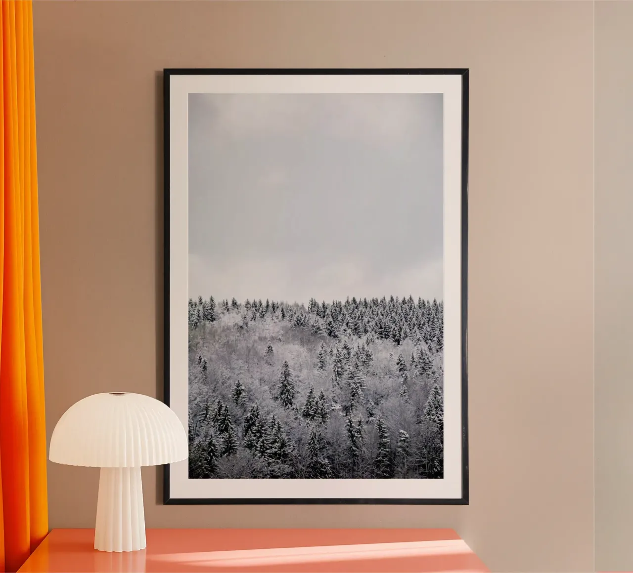White Winter Forest poster con telaio in plastica da Studio Nahili