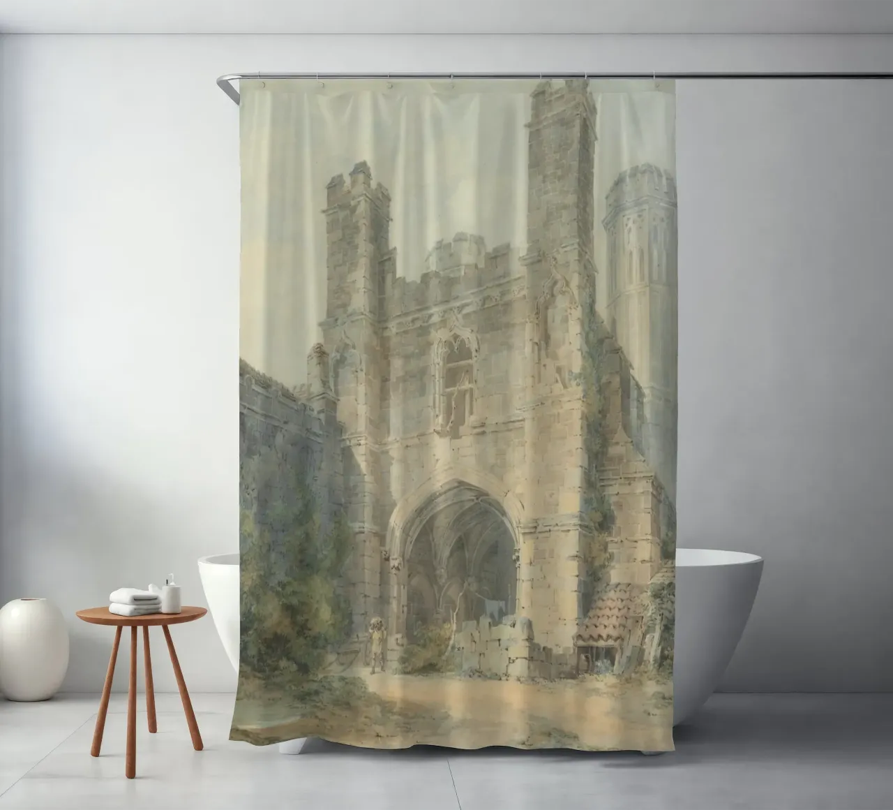 William Turner - Saint Augustine's Gate, Canterbury shower curtain by Timeless Artworks