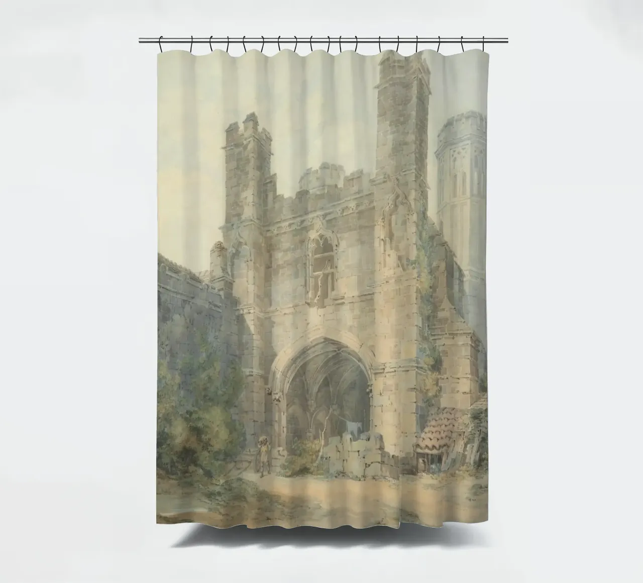William Turner - Saint Augustine's Gate, Canterbury shower curtain by Timeless Artworks
