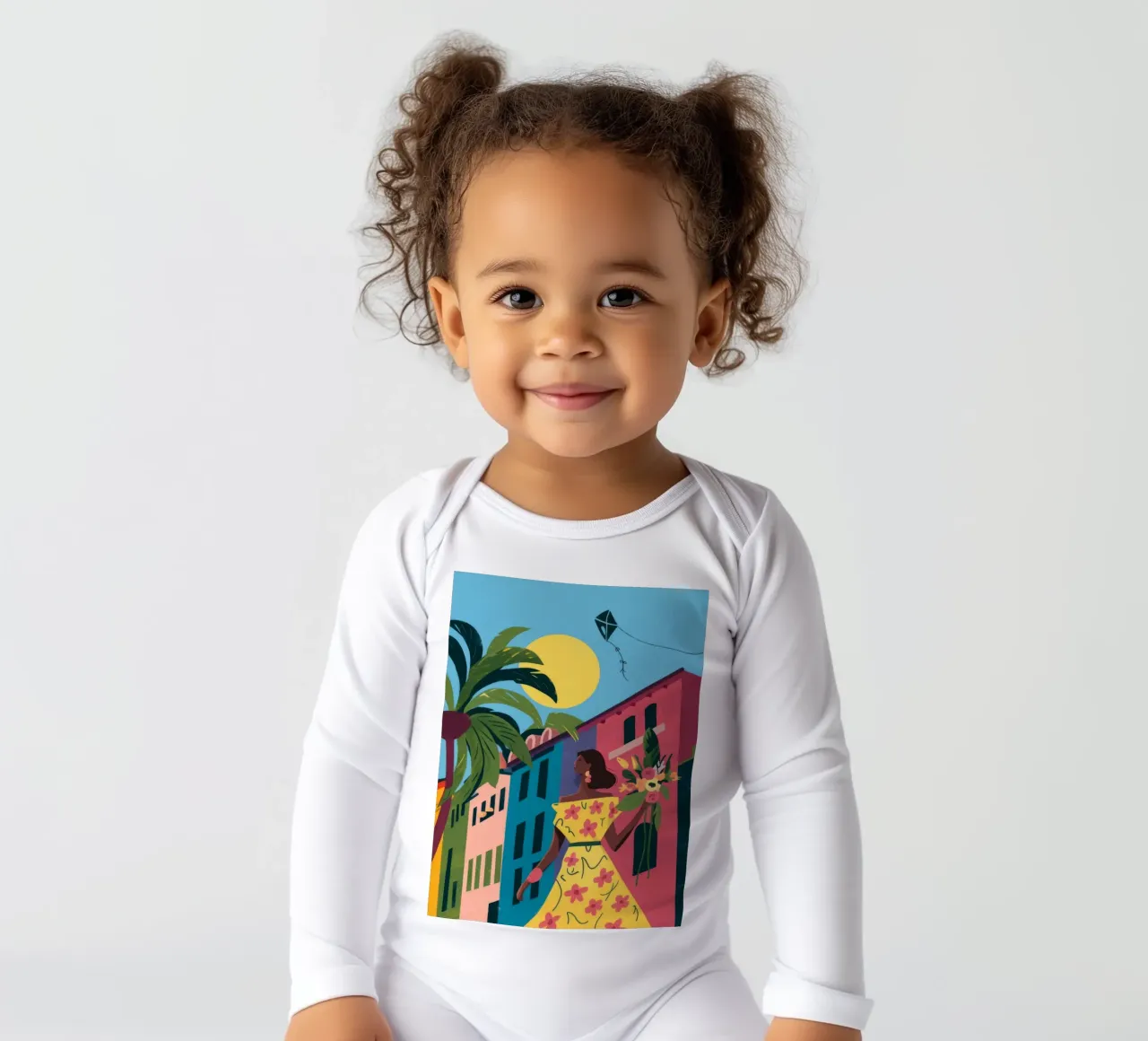 Golden Twilight Stroll long-sleeve baby romper by Prism Palette
