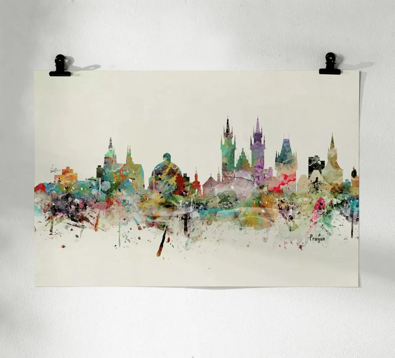 Prague poster con telaio in legno da Brian Buckley