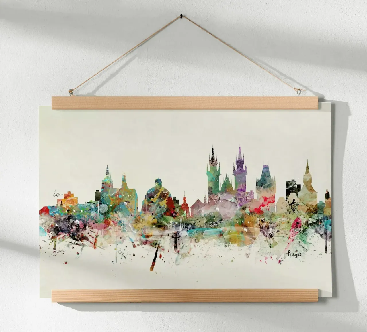 Prague poster con telaio in legno da Brian Buckley
