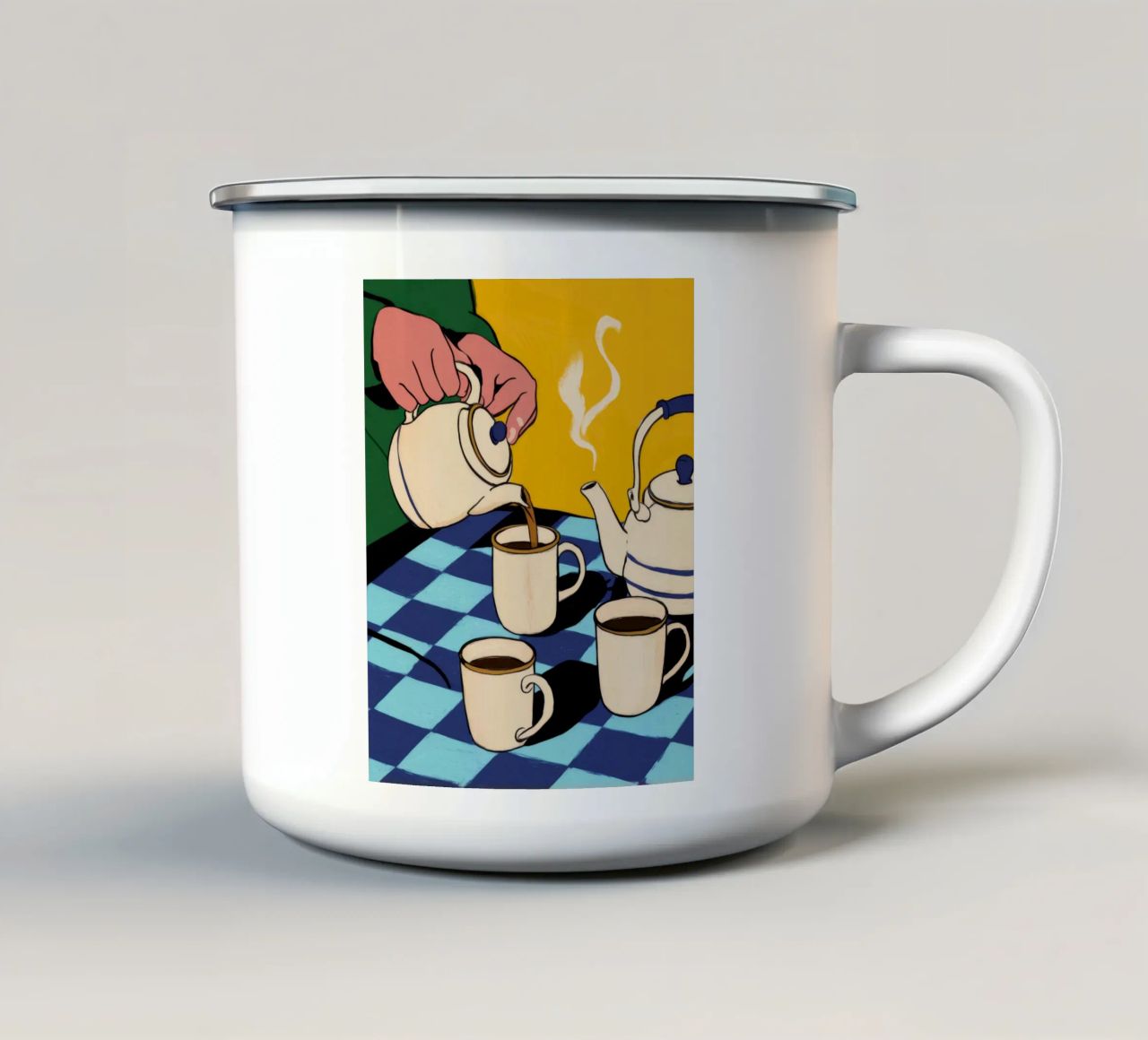 Dampfende Morgenwonne Emaille Tasse von Prism Palette