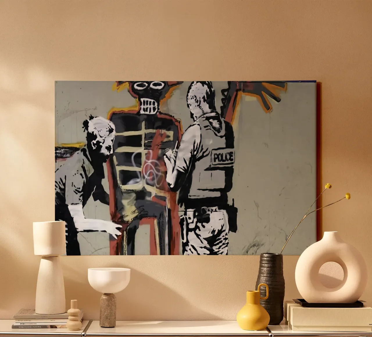 banksy canvas met Baklijst van 🎁 ARTVI-SHOP