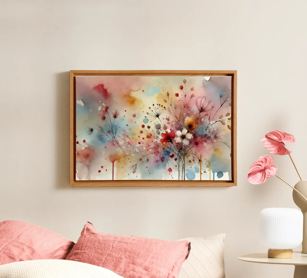 Abstracte bloemen-sereniteit canvas met Baklijst van Chromatic Fusion Studio