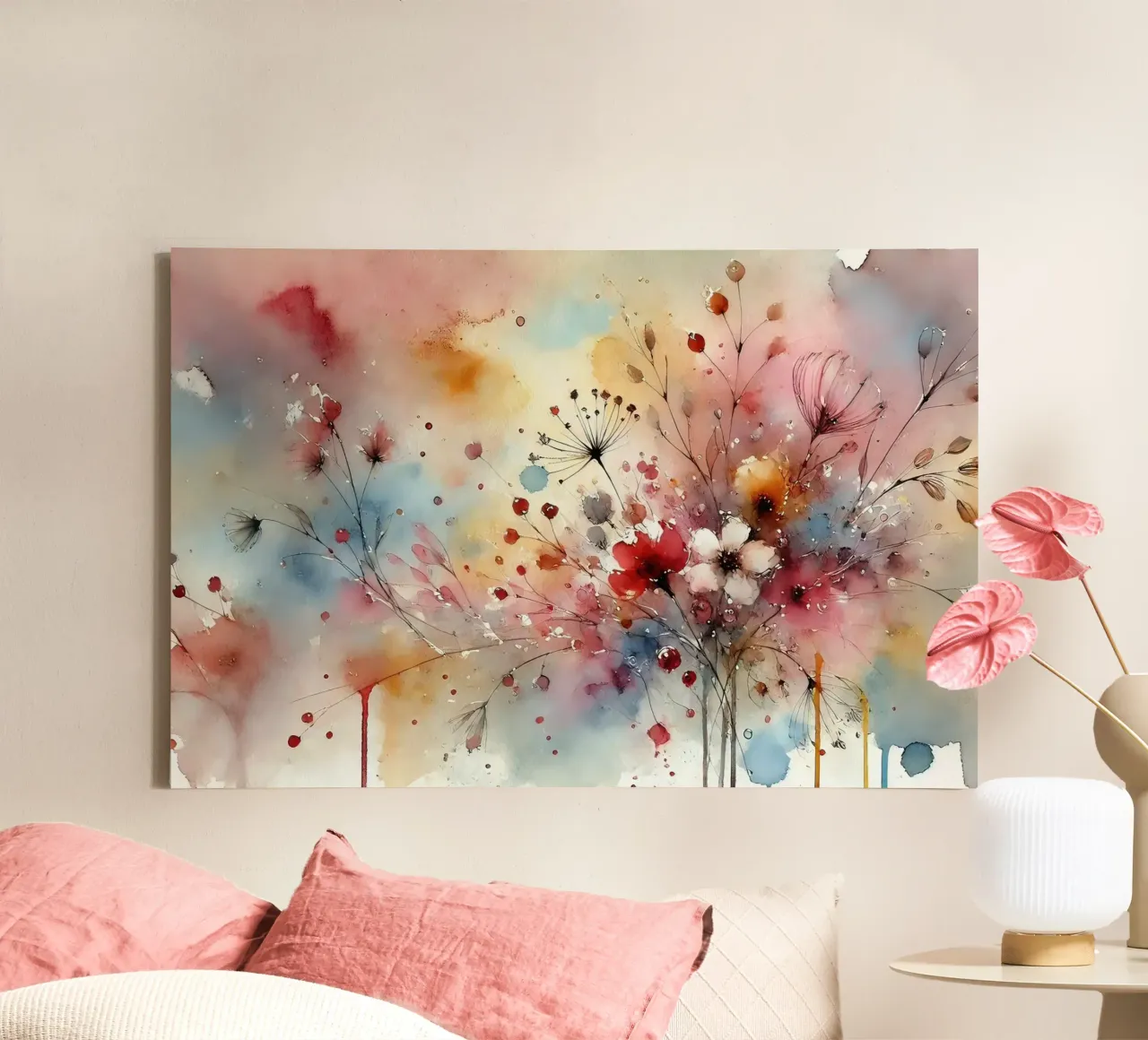 Abstracte bloemen-sereniteit canvas met Baklijst van Chromatic Fusion Studio